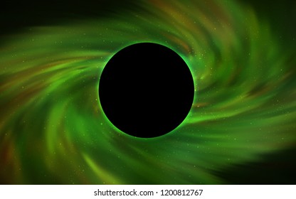 Light Green vector layout with a black hole, universe. Illustration with colorful milky way stars and a black hole. Backdrop for Black Friday promotions.