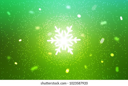 Light Green vector layout with bright snowflakes. Snow on blurred abstract background with gradient. New year design for your business advert.