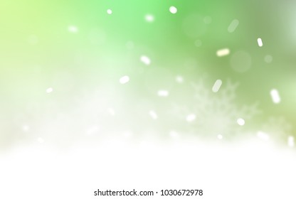 Light Green vector layout with bright snowflakes. Shining colored illustration with snow in christmas style. New year design for your ad, poster, banner.