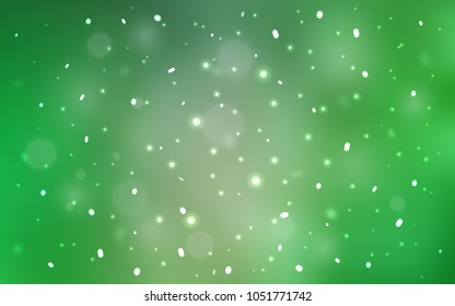 Light Green vector layout with bright snowflakes. Decorative shining illustration with snow on abstract template. New year design for your ad, poster, banner.