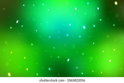 Light Green vector layout with bright snowflakes. Decorative shining illustration with snow on abstract template. The pattern can be used for new year leaflets.