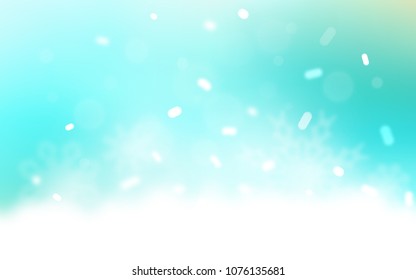 Light Green vector layout with bright snowflakes. Shining colored illustration with snow in christmas style. New year design for your ad, poster, banner.