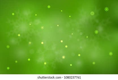 Light Green vector layout with bright snowflakes. Shining colored illustration with snow in christmas style. The pattern can be used for year new  websites.