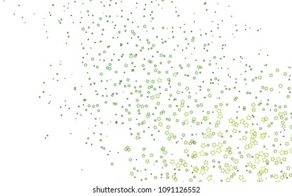 Light Green vector layout with bright stars. Stars on blurred abstract background with gradient. The pattern can be used for websites.