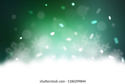 Light Green vector layout with bright snowflakes. Decorative shining illustration with snow on abstract template. The pattern can be used for year new  websites.