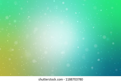 Light Green vector layout with bright snowflakes. Snow on blurred abstract background with gradient. The template can be used as a new year background.