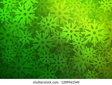 Light Green vector layout with bright snowflakes. Modern geometrical abstract illustration with crystals of ice. The pattern can be used for new year ad, booklets.