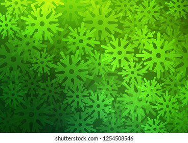 Light Green vector layout with bright snowflakes. Decorative shining illustration with snow on abstract template. New year design for your ad, poster, banner.
