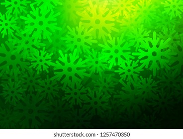 Light Green vector layout with bright snowflakes. Decorative shining illustration with snow on abstract template. New year design for your business advert.