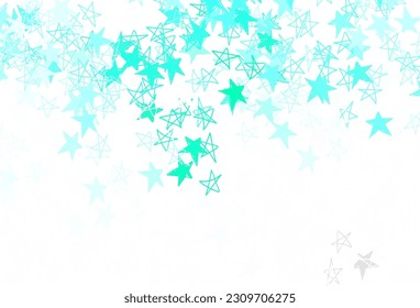 Light Green vector layout with bright stars. Stars on blurred abstract background with gradient. Pattern for futuristic ad, booklets.