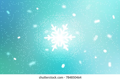 Light Green vector layout with bright snowflakes. Blurred decorative design in xmas style with snow. The pattern can be used for new year ad, booklets.