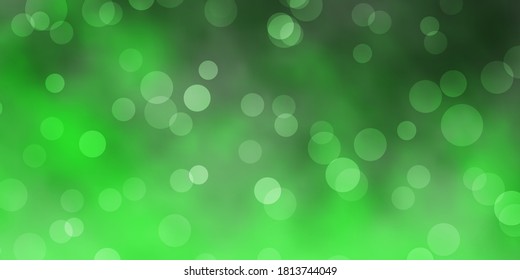 Light Green vector layout with circle shapes. Abstract decorative design in gradient style with bubbles. Pattern for business ads.