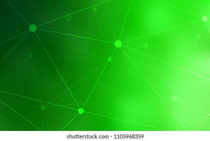 Light Green vector layout with circles, lines. Glitter abstract illustration with connection of triangle structure. Pattern can be used for futuristic ad, booklets.