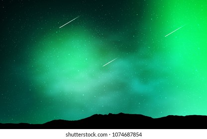 Light Green vector layout with cosmic stars. Shining colored illustration with bright astronomical stars. Pattern for astronomy websites.