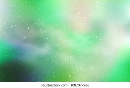Light Green vector layout with cosmic stars. Shining colored illustration with bright astronomical stars. Best design for your ad, poster, banner.