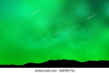 Light Green vector layout with cosmic stars. Space stars on blurred abstract background with gradient. Pattern for astrology websites.
