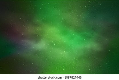 Light Green vector layout with cosmic stars. Space stars on blurred abstract background with gradient. Pattern for astrology websites.