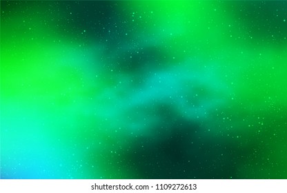 Light Green vector layout with cosmic stars. Glitter abstract illustration with colorful cosmic stars. Pattern for futuristic ad, booklets.