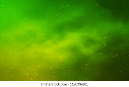 Light Green vector layout with cosmic stars. Blurred decorative design in simple style with galaxy stars. Template for cosmic backgrounds.