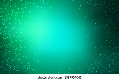 Light Green vector layout with cosmic stars. Blurred decorative design in simple style with galaxy stars. Pattern for futuristic ad, booklets.