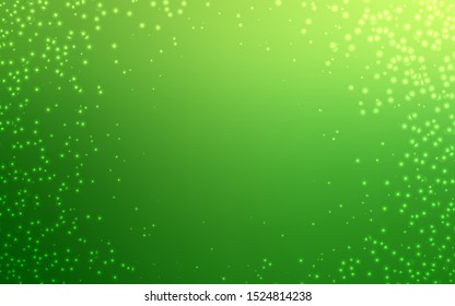 Light Green vector layout with cosmic stars. Shining illustration with sky stars on abstract template. Best design for your ad, poster, banner.