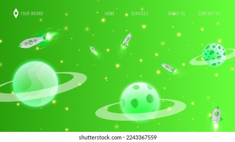 Light Green vector layout with cosmic stars web page design. Blurred decorative design in simple style with galaxy stars. Pattern for astronomy websites.