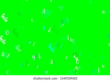 Light Green vector layout with discount of 30, 50, 90%. Abstract illustration with colorful gradient symbols of sales. Design for business ads, commercials.
