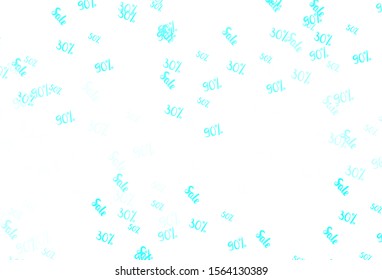 Light Green vector layout with discount of 30, 50, 90%. Abstract illustration with colorful gradient symbols of sales. Design for business ads, commercials.