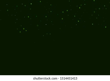 Light Green vector layout with elements of cards. Shining illustration with hearts, spades, clubs, diamonds. Pattern for ads of parties, events in Vegas.