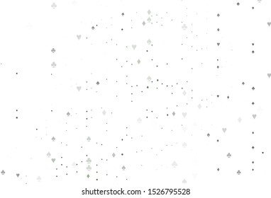 Light Green vector layout with elements of cards. Shining illustration with hearts, spades, clubs, diamonds. Pattern for ads of parties, events in Vegas.