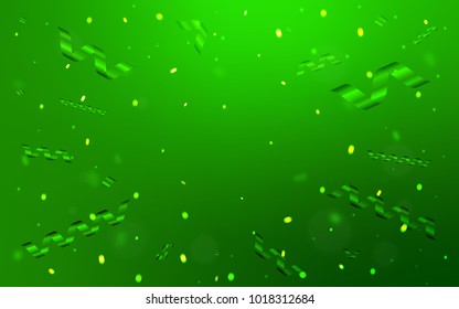 Light Green vector layout with festival confetti. Glitter abstract illustration with colorful confetti, ribbons. The pattern can be used for new year ad, booklets.