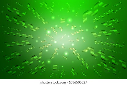 Light Green vector layout with festival confetti. Glitter abstract illustration with colorful confetti, ribbons. The pattern can be used for new year ad, booklets.