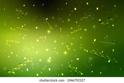 Light Green vector layout with festival confetti. Decorative shining illustration with ribbons on abstract template. The pattern can be used for birthday gifts, congratulations.