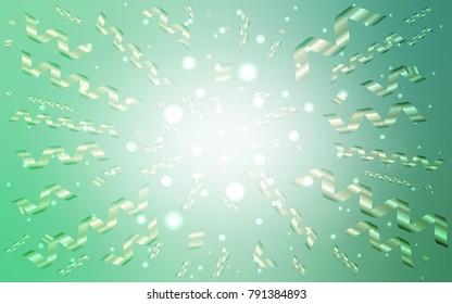 Light Green vector layout with festival confetti. Decorative shining illustration with ribbons on abstract template. Beautiful design for your business advert of anniversary.