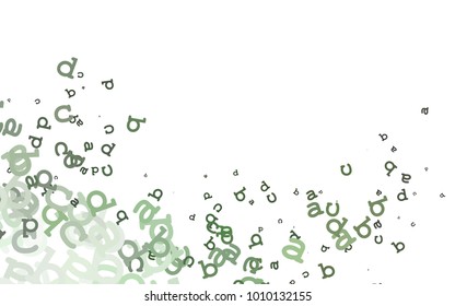 Light Green vector layout with latin alphabet. Shining illustration with ABC symbols on abstract template. The pattern can be used as ads, poster, banner for books.