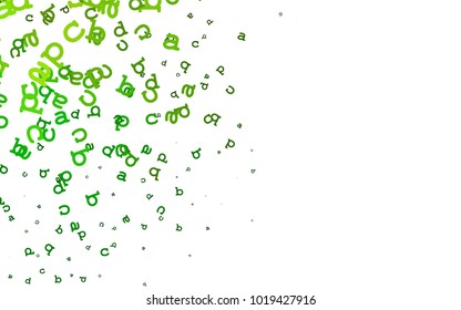 Light Green vector layout with latin alphabet. Shining colorful illustration with isolated letters. Smart design for your business advert of university.