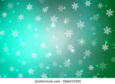 Light Green vector layout in New Year style. Simple gradient illustration with Christmas attributes. Pattern for ads, poster, banner of books.