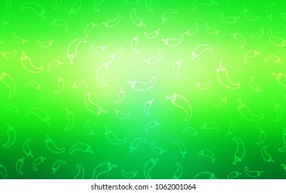 Light Green vector layout with peppers. Beautiful colored illustration with peppers in doodle style. Pattern for menu of cafes, bars, restaurants.