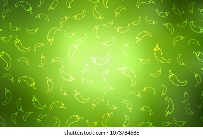 Light Green vector layout with peppers. Decorative shining illustration with peppers on abstract template. Doodle design for your business advert of cafes.