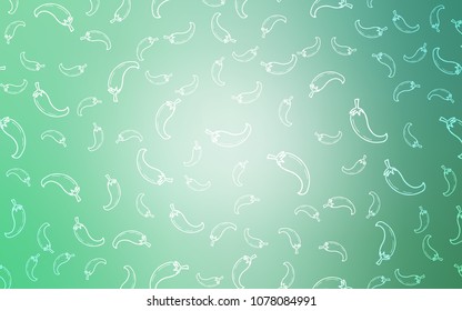 Light Green vector layout with peppers. Glitter abstract sketch with hot peppers. Pattern for ad, booklets, leaflets of restaurants.