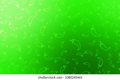 Light Green vector layout with peppers. Illustration with set of fresh peppers in doodle style. Doodle design for your business advert of cafes.