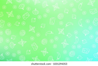 Light Green vector layout with restaurant food. Illustration with set of fresh food in doodle style. Pattern for ad, booklets, leaflets of restaurants.