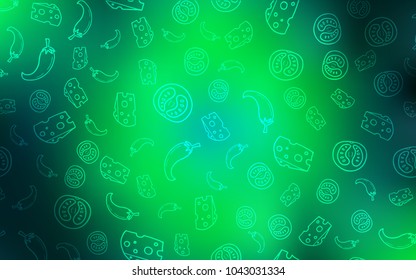Light Green vector layout with restaurant food. Beautiful colored illustration with food in doodle style. Pattern for ads of breakfast, lunch, dinner.