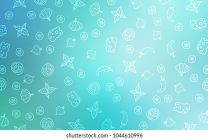 Light Green vector layout with restaurant food. Decorative shining illustration with food on abstract template. Template for meal cooking in kitchen.