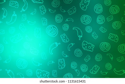 Light Green vector layout with restaurant food. Illustration with set of fresh food in doodle style. Pattern for ad, booklets, leaflets of restaurants.
