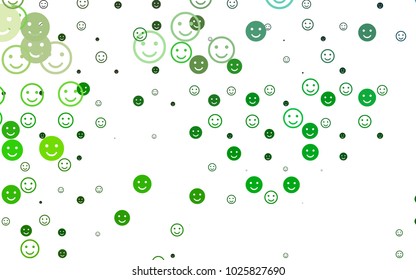 Light Green vector layout with smiling faces. Decorative shining illustration with smiles on white template. Pattern for parties, gifts, congratulations.