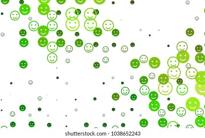 Light Green vector layout with smiling faces. Glitter abstract sketch with smiley, icons. Pattern for parties, gifts, congratulations.