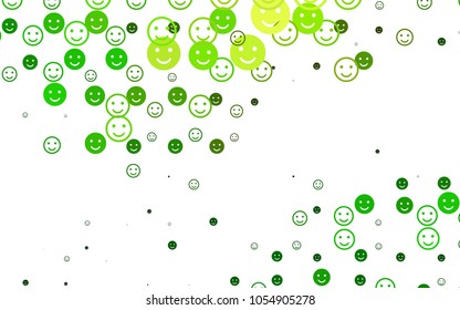 Light Green vector layout with smiling faces. Decorative shining illustration with smiles on white template. Template for cheerful greeting postcards.