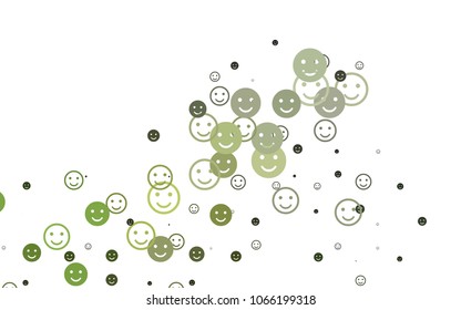 Light Green vector layout with smiling faces. Illustration with set of smiles in simple style. Template for cheerful greeting postcards.