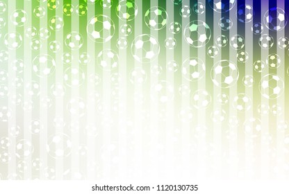 Light Green vector layout with sports symbols. Colorful gradient with signs of soccer tournament. Design for posters, banners of sports competitions.